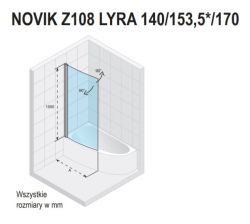 Parawan nawannowy 90 cm Riho NOVIK Z108 Aryl G003038120 prawy chrom