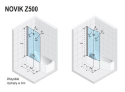 Parawan nawannowy 2-częściowy 157 cm Riho Novik Z500 GZT9200100 chrom