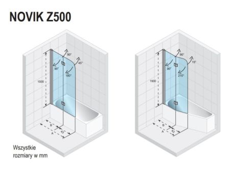 Przejdź do produktu Parawan nawannowy 2-częściowy 120 cm Riho Novik Z500 G003042120 chrom