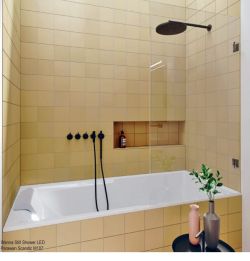 Wanna narożna 180x80 cm ze zintegrowaną obudową Riho Still Shower B103009005 prawa biały