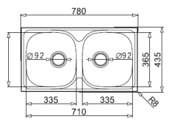 Zlewozmywak dwukomorowy 78x43,5 cm 2B Pyramis E78 100138801 