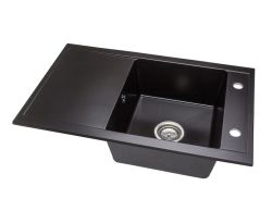 Zlewozmywak granitowy jednokomorowy 77x48x20 cm Darfor DG019 czarny