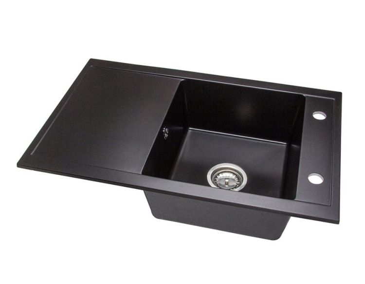 Zlewozmywak granitowy jednokomorowy 77x48x20 cm Darfor DG019 czarny