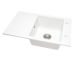 Zlewozmywak granitowy jednokomorowy 77x48 cm Darfor DG019 biały