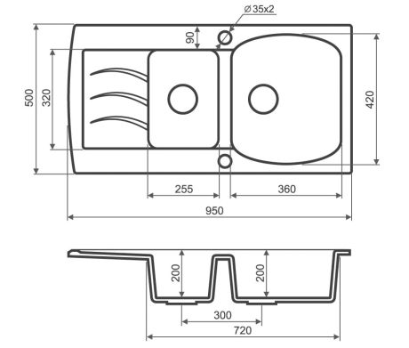 Przejdź do produktu Zlewozmywak granitowy dwukomorowy 95x50 cm Darfor DG002 jaśmin