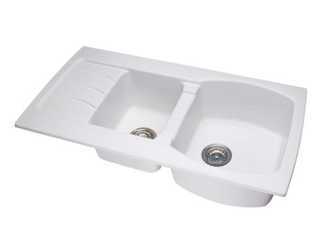 Przejdź do produktu Zlewozmywak granitowy dwukomorowy 95x50 cm Darfor DG002 biały