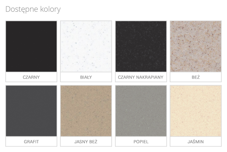 Dostępne kolory zlewu