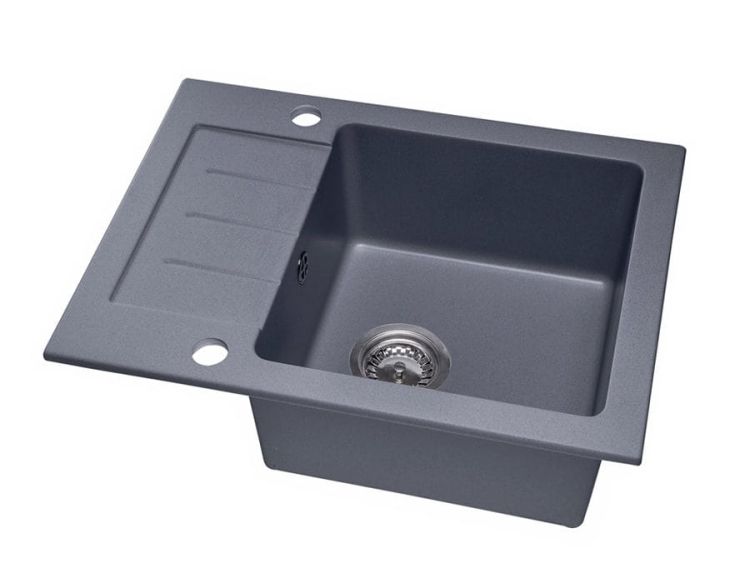 Zlewozmywak granitowy jednokomorowy 58x45 cm Darfor DG014 grafit