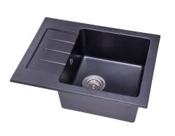 Zlewozmywak granitowy jednokomorowy 58x45 cm Darfor DG014 czarny