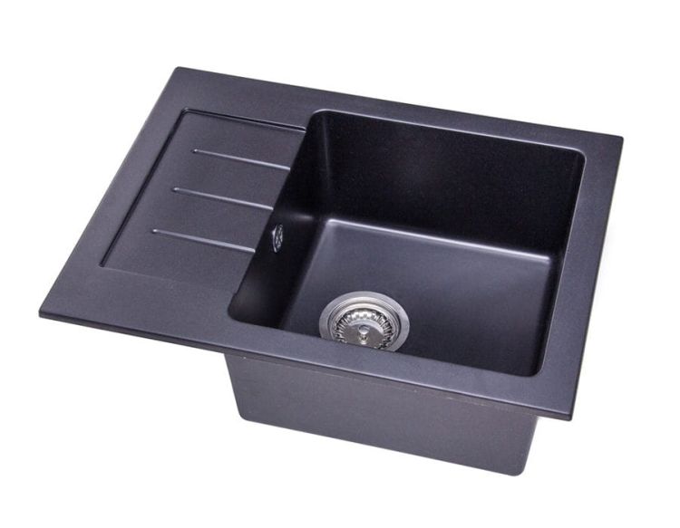 Zlewozmywak granitowy jednokomorowy 58x45 cm Darfor DG014 czarny