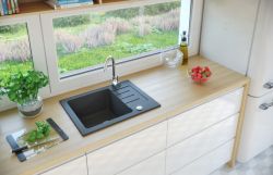 Zlewozmywak granitowy jednokomorowy 58x45 cm Darfor DG014 czarny