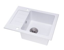 Zlewozmywak granitowy jednokomorowy 58x45 cm Darfor DG014 biały