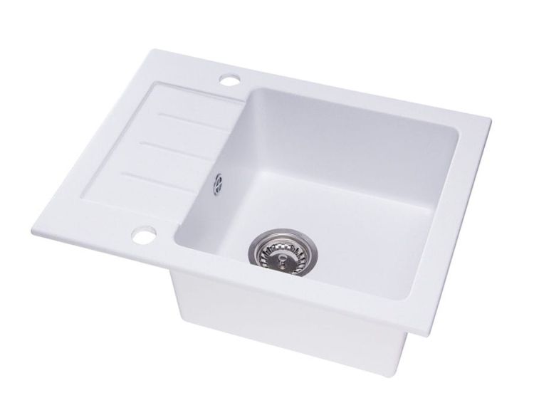 Zlewozmywak granitowy jednokomorowy 58x45 cm Darfor DG014 biały