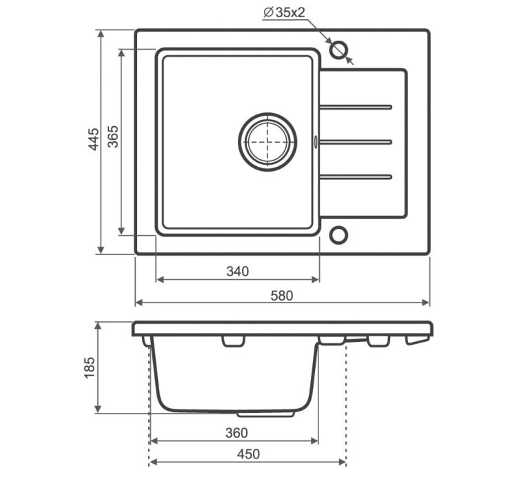 Zlewozmywak granitowy jednokomorowy 58x45 cm Darfor DG014 jaśmin