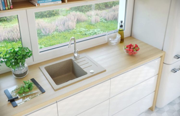 Zlewozmywak granitowy jednokomorowy 58x45 cm Darfor DG014 beż