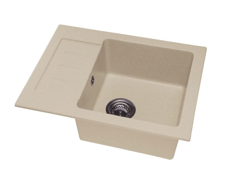 Zlewozmywak granitowy jednokomorowy 58x45 cm Darfor DG014 jasny beż