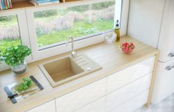 Zlewozmywak granitowy jednokomorowy 58x45 cm Darfor DG014 jasny beż