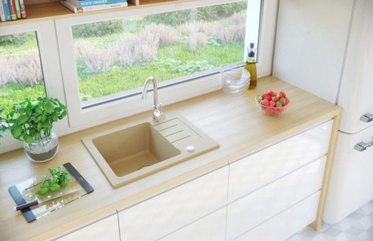 Zlewozmywak granitowy jednokomorowy 58x45 cm Darfor DG014 jasny beż