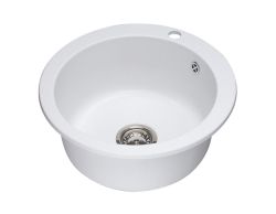 Zlewozmywak granitowy jednokomorowy okrągły 50x50 cm Darfor DG003 biały