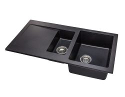 Zlewozmywak granitowy 1,5-komorowy 95x50 cm Darfor DG005 czarny