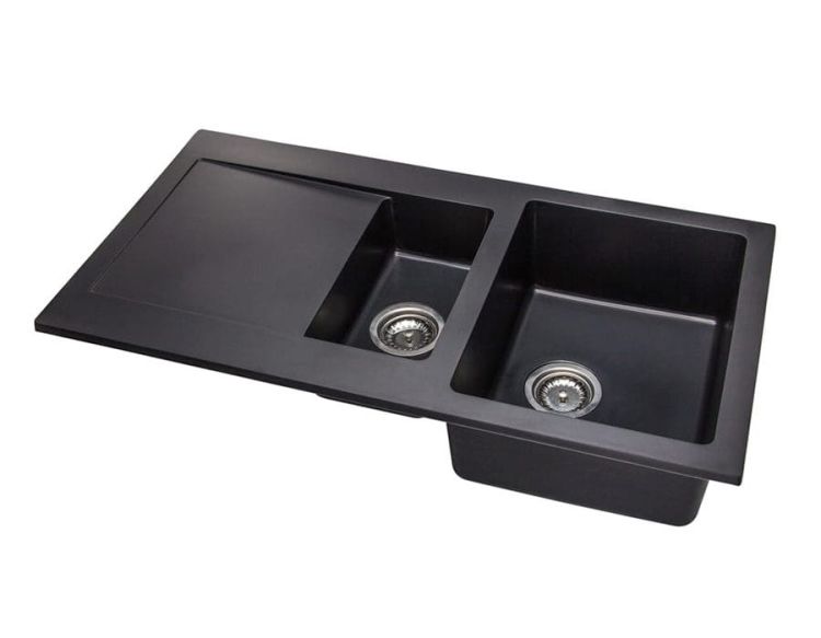 Zlewozmywak granitowy 1,5-komorowy 95x50 cm Darfor DG005 czarny