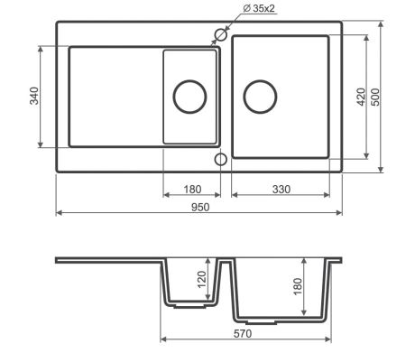 Przejdź do produktu Zlewozmywak granitowy 1,5-komorowy 95x50 cm Darfor DG005 beż