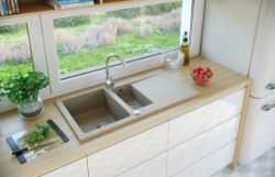 Zlewozmywak granitowy 1,5-komorowy 95x50 cm Darfor DG005 beż