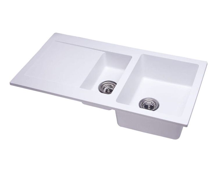 Zlewozmywak granitowy 1,5-komorowy 95x50 cm Darfor DG005 biały