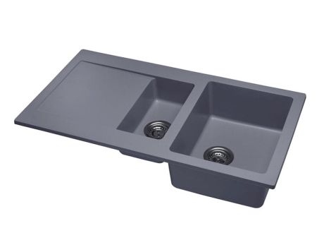 Przejdź do produktu Zlewozmywak granitowy 1,5-komorowy 95x50 cm Darfor DG005 grafit