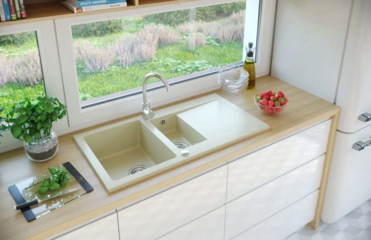 Zlewozmywak granitowy 1,5-komorowy 95x50 cm Darfor DG005 jaśmin