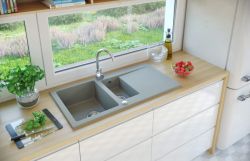 Zlewozmywak granitowy 1,5-komorowy 95x50 cm Darfor DG005 popiel