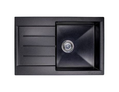 Przejdź do produktu Zlewozmywak granitowy 1-komorowy 76,5x50 cm z ociekaczem Darfor DG010 czarny nakrapiany