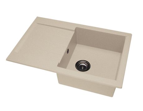 Przejdź do produktu Zlewozmywak granitowy jednokomorowy 76,5x50 cm Darfor DG010 jasny beż