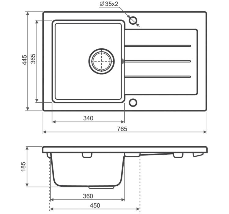 Zlewozmywak granitowy jednokomorowy 76,5x45,5 cm Darfor DG015 jasny beż
