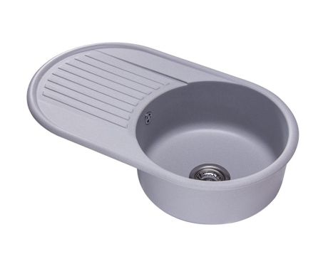 Przejdź do produktu Zlewozmywak granitowy jednokomorowy owalny 76,5x44,5 cm Darfor DG008 popiel