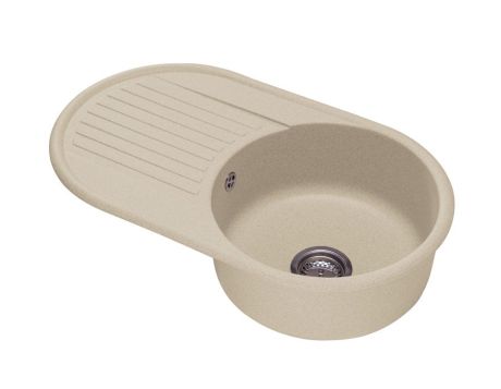 Przejdź do produktu Zlewozmywak granitowy jednokomorowy owalny 76,5x44,5 cm Darfor DG008 jasny beż