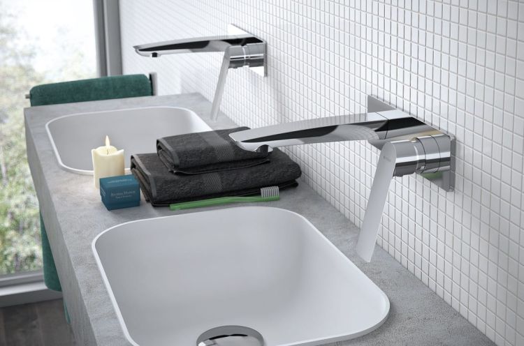 Bateria umywalkowa ścienna bez korka Vedo Desso VBD4012 chrom