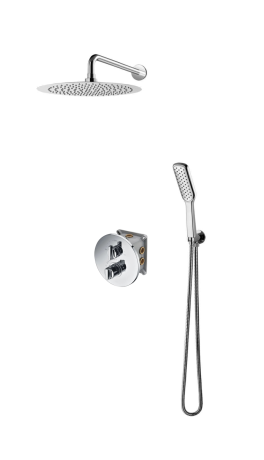 Przejdź do produktu Zestaw prysznicowy podtynkowy okrągła deszczownica 20 cm z baterią podtynkową termostatyczną i słuchawką prysznicową Vedo Desso VBD4223/20/TERMO chrom