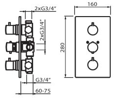 Bateria podtynkowa 3-drożna termostatyczna Vedo Desso 6330Y chrom
