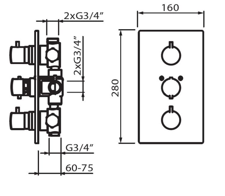 Bateria podtynkowa 3-drożna termostatyczna Vedo Desso 6330Y chrom