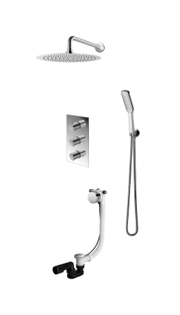 Przejdź do produktu Kompletny zestaw wannowo-prysznicowy podtynkowy okrągła deszczownica 25 cm z baterią podtynkową termostatyczną, słuchawką prysznicową i korkiem Vedo Desso VBD4232/25/TERMO chrom