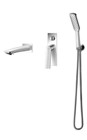 Przejdź do produktu Kompletny zestaw wannowo-prysznicowy podtynkowy z baterią podtynkową, słuchawką prysznicową i wylewką Vedo Desso VBD4243 chrom