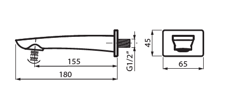 Wylewka wannowa 15,5 cm Vedo Desso VBD4033S chrom