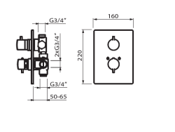 Bateria podtynkowa termostatyczna Vedo Desso Nero 6732YCZ czarny mat