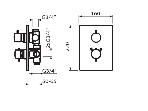 Bateria podtynkowa termostatyczna Vedo Desso Nero 6732YCZ czarny mat