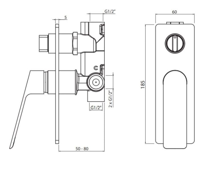 Bateria podtynkowa 2-drożna Vedo Desso Nero VBD4016CZ czarny mat