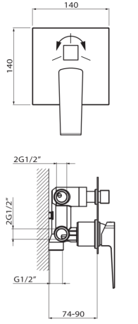 Przejdź do produktu Bateria prysznicowa podtynkowa 3-drożna Vedo Sette Nero VBS7017CZ czarny mat