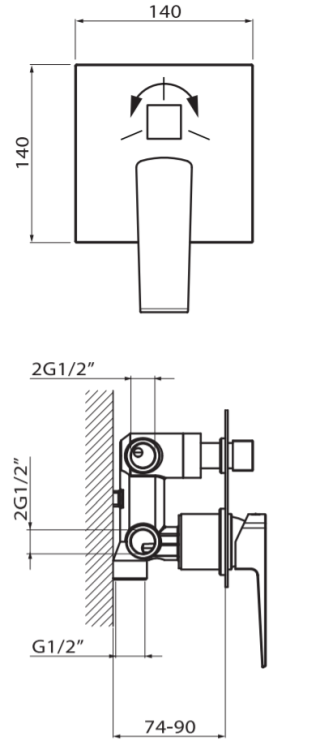 Bateria podtynkowa Vedo Sette Nero VBS7017CZ czarny mat