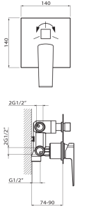 Bateria podtynkowa 3-drożna Vedo Sette Nero VBS7017CZ czarny mat