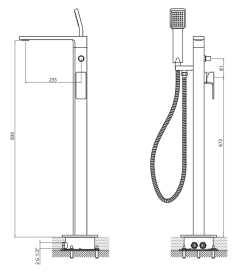 Bateria wannowa podłogowa wolnostojąca 83 cm Vedo VBM3008 chrom